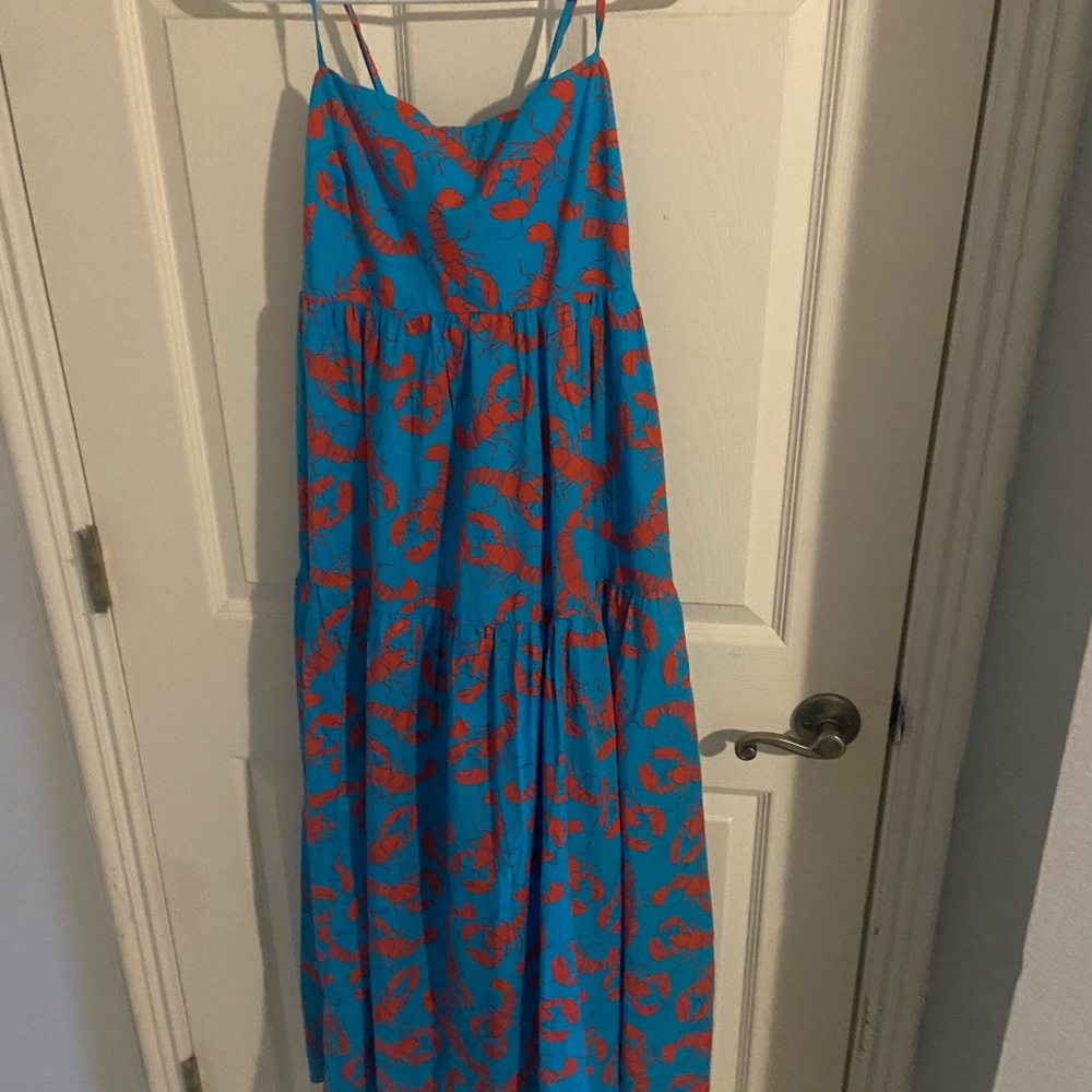 J. Crew Blue and Red lobster Patterned Dress